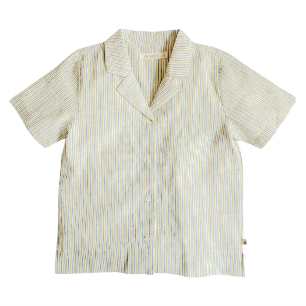 Cotton Linen Camp Shirt - Driftwood Stripe