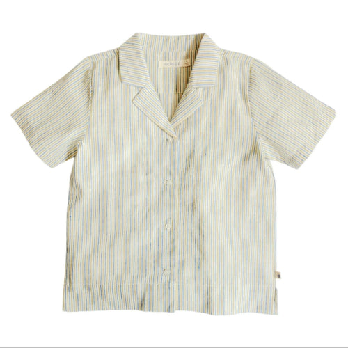 Cotton Linen Camp Shirt - Driftwood Stripe