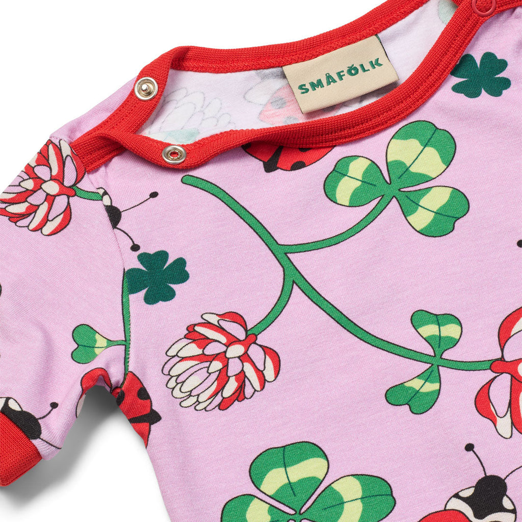Organic Cotton Short Sleeve Bodysuit - Ladybug Print Blush Pink