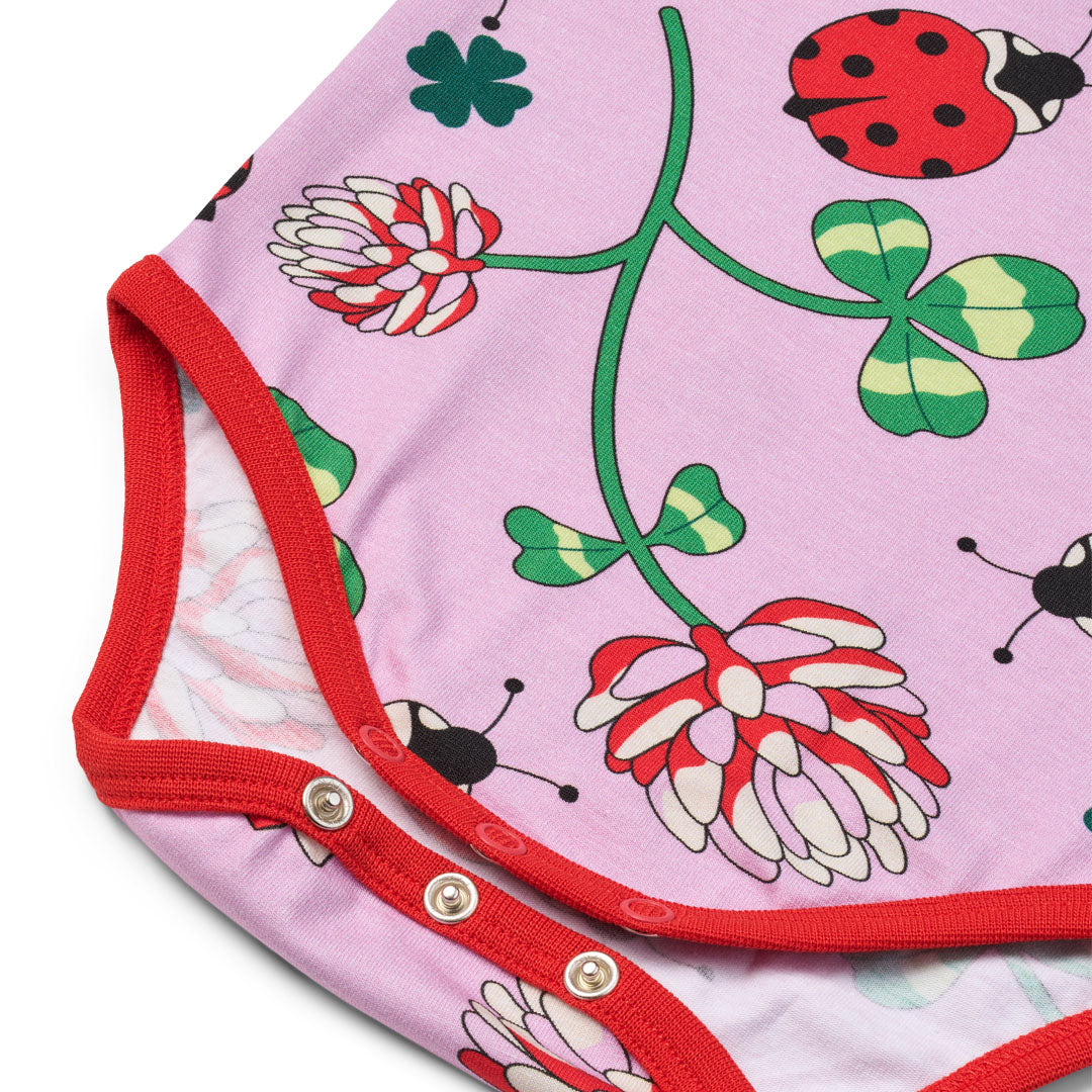 Organic Cotton Short Sleeve Bodysuit - Ladybug Print Blush Pink