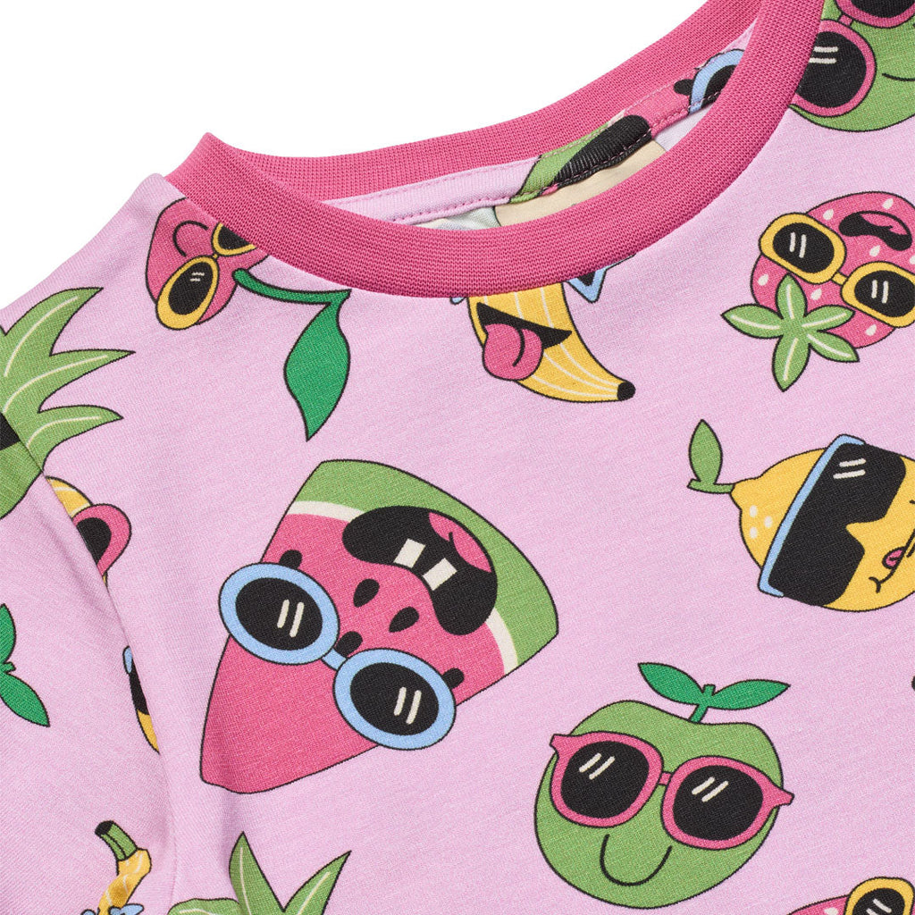 Organic Cotton Short Sleeve T-Shirt - Fruit Print Blush Pink