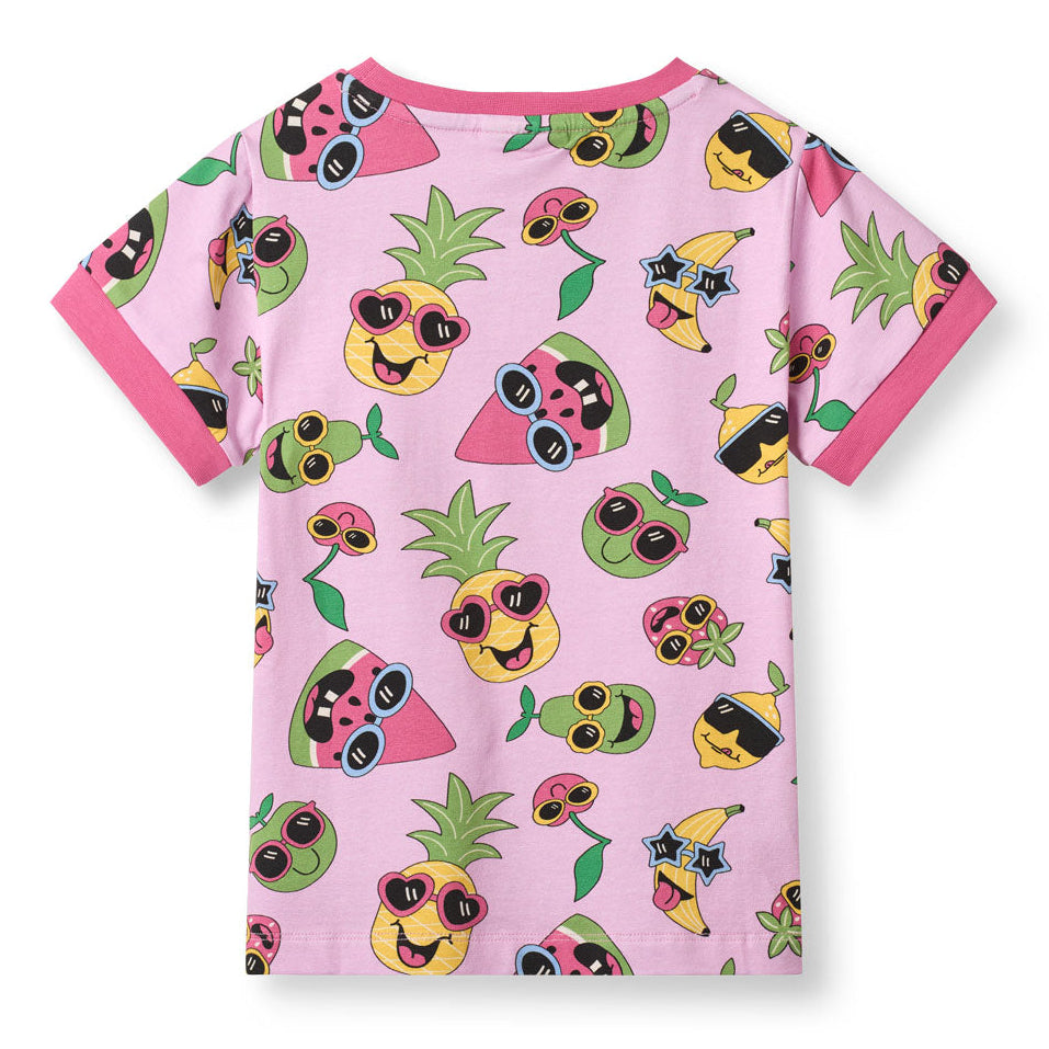 Organic Cotton Short Sleeve T-Shirt - Fruit Print Blush Pink
