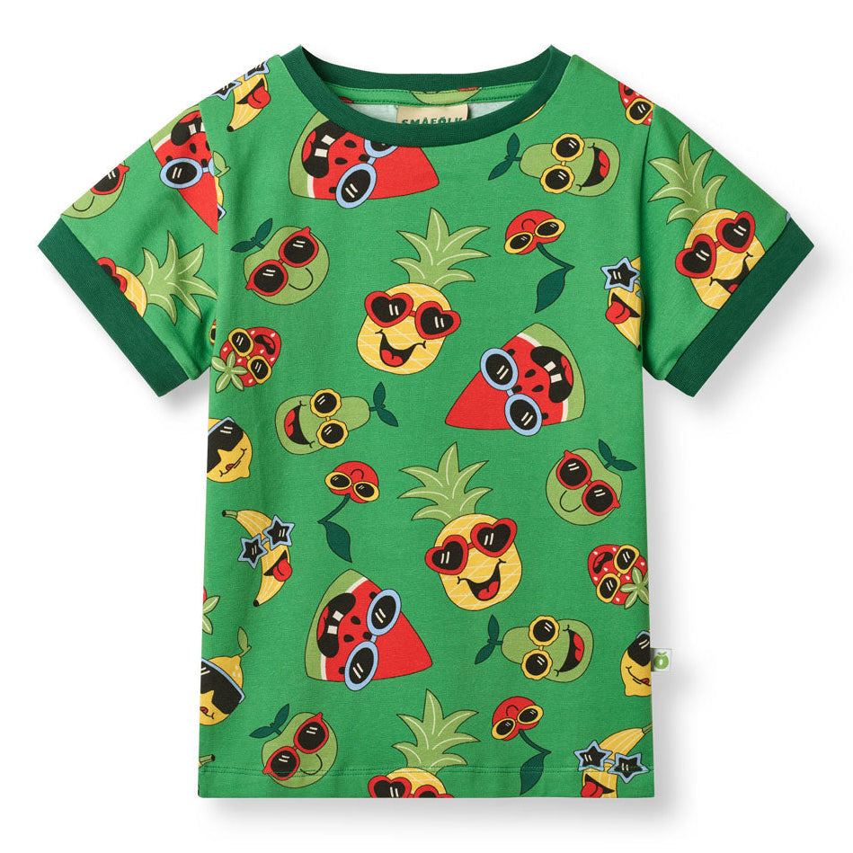 Organic Cotton Short Sleeve T-Shirt - Fruit Print Green