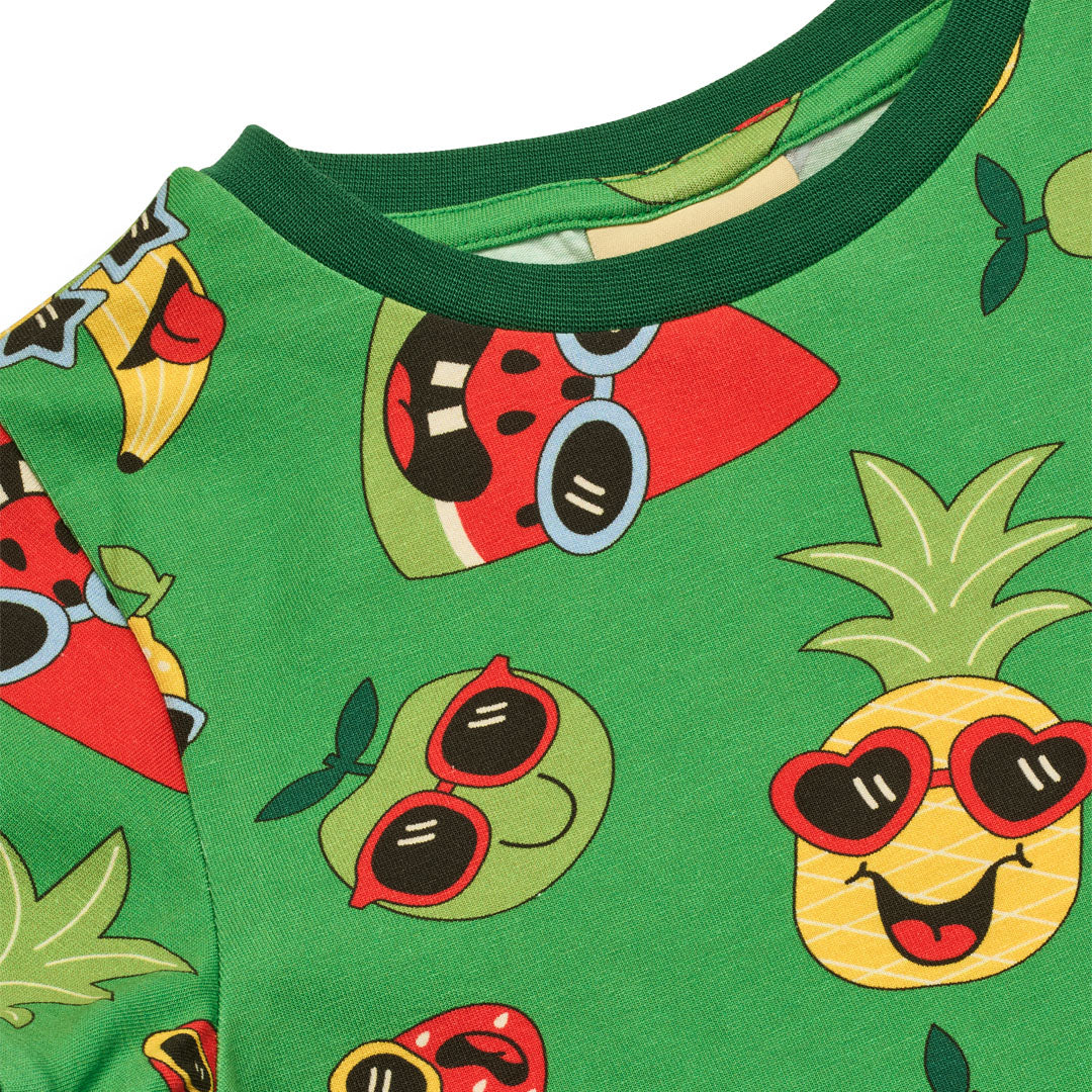 Organic Cotton Short Sleeve T-Shirt - Fruit Print Green
