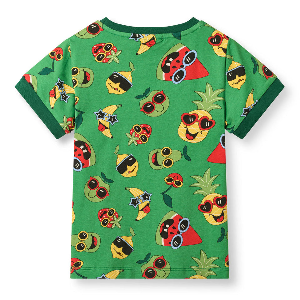 Organic Cotton Short Sleeve T-Shirt - Fruit Print Green