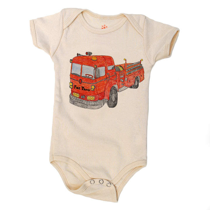 Short-sleeved bodysuit- fire truck*