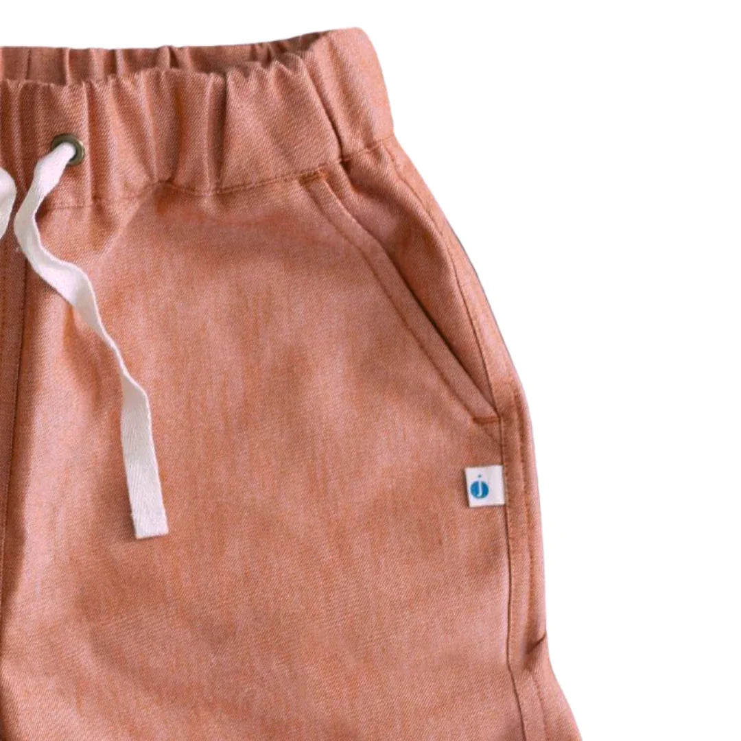 Organic Cotton Chambray Shorts - Orange
