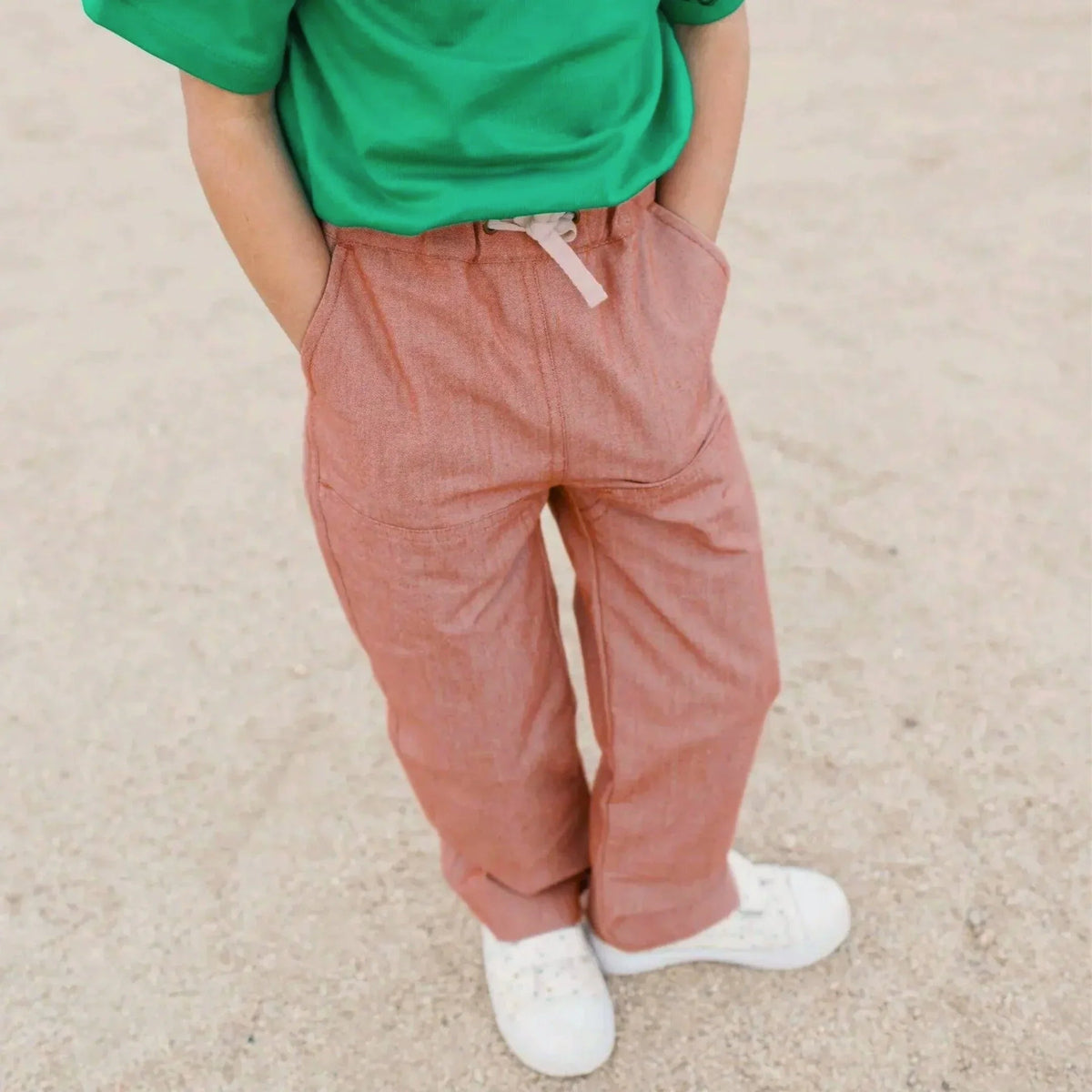 Organic Cotton Chambray Pants - Orange