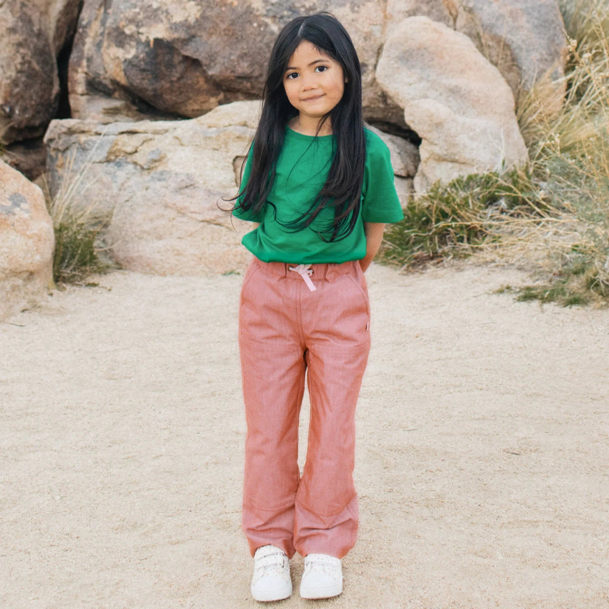 Organic Cotton Chambray Pants - Orange