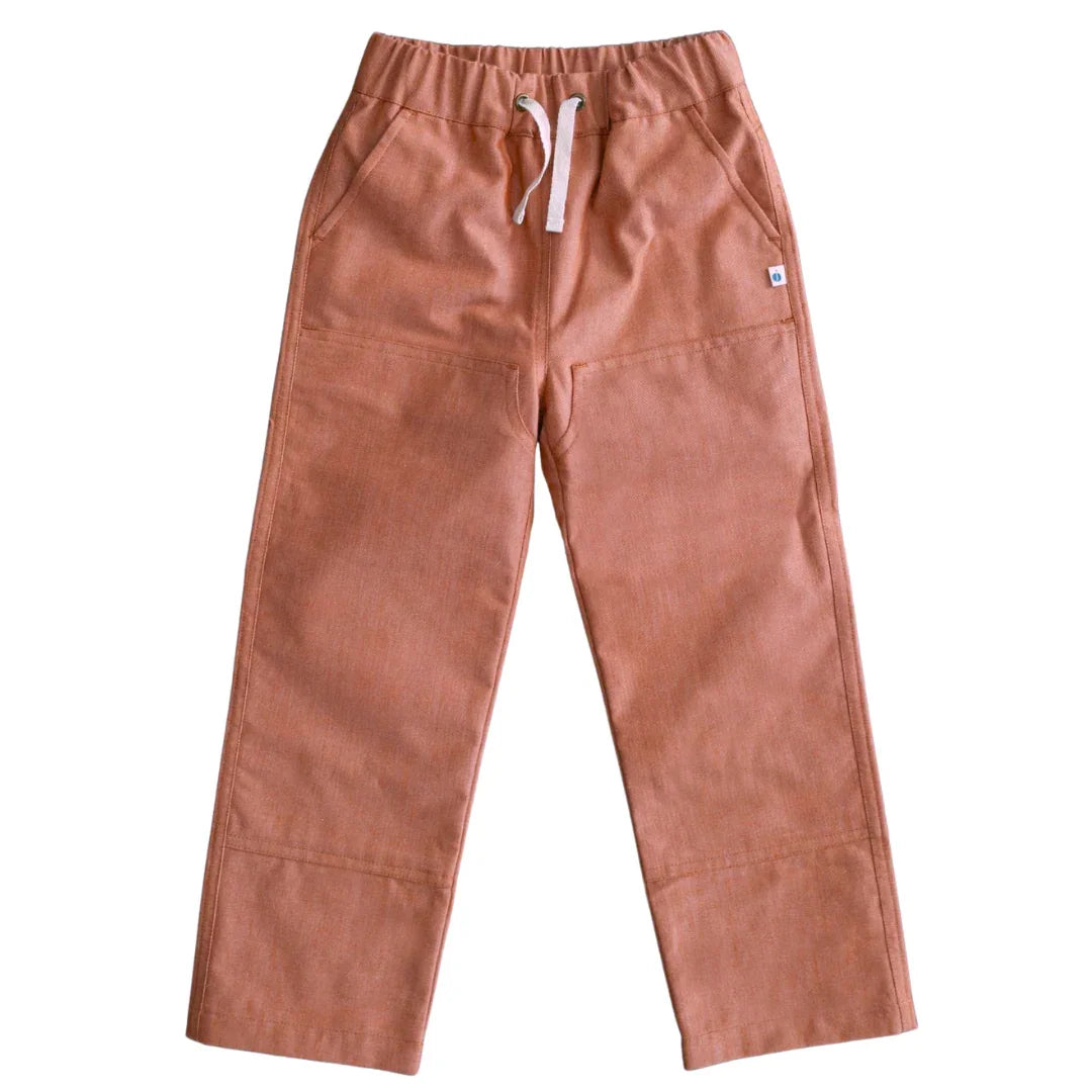Organic Cotton Chambray Pants - Orange