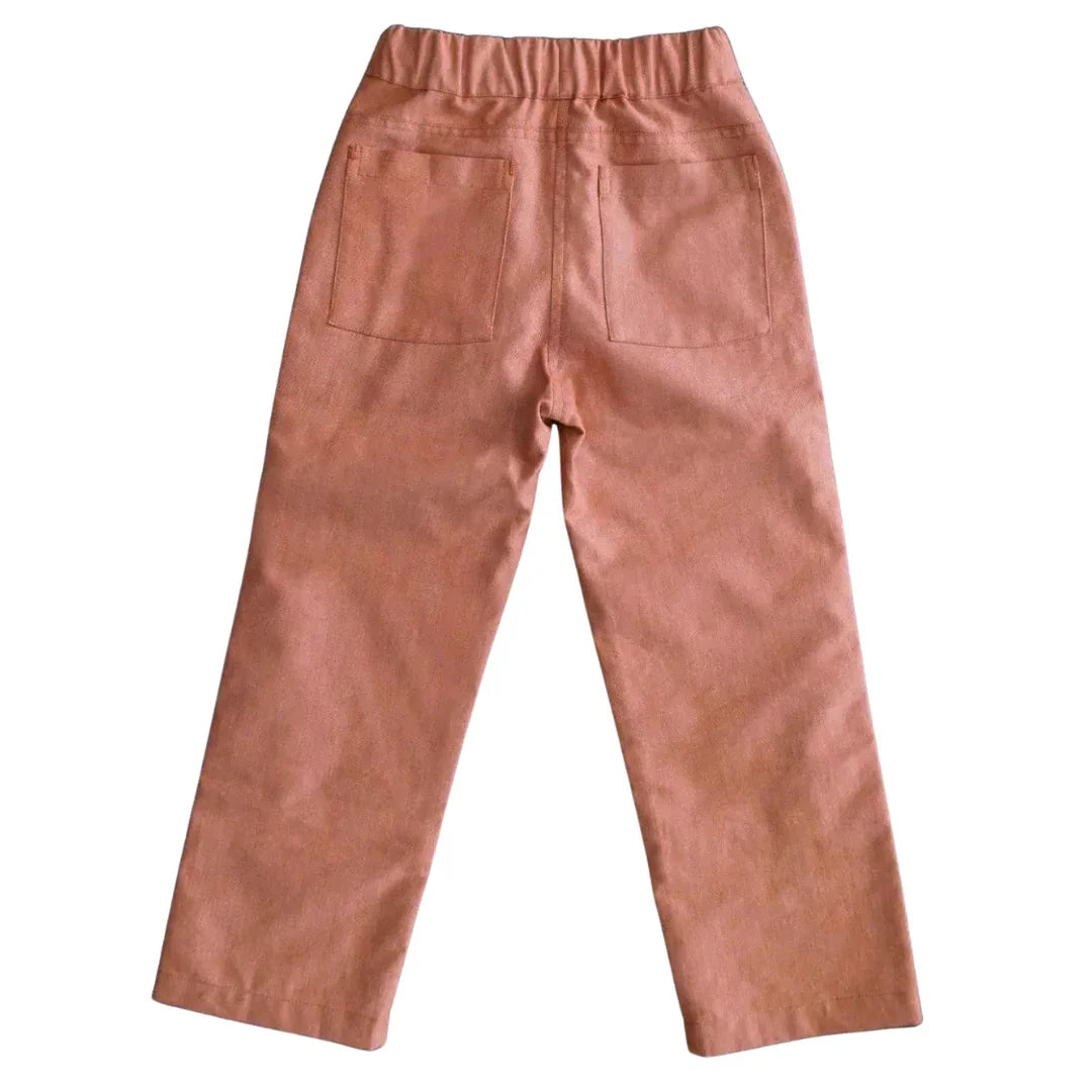 Organic Cotton Chambray Pants - Orange