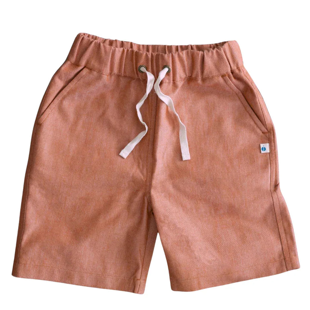 Organic Cotton Chambray Shorts - Orange