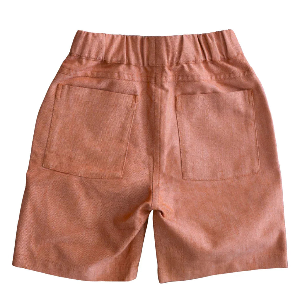 Organic Cotton Chambray Shorts - Orange