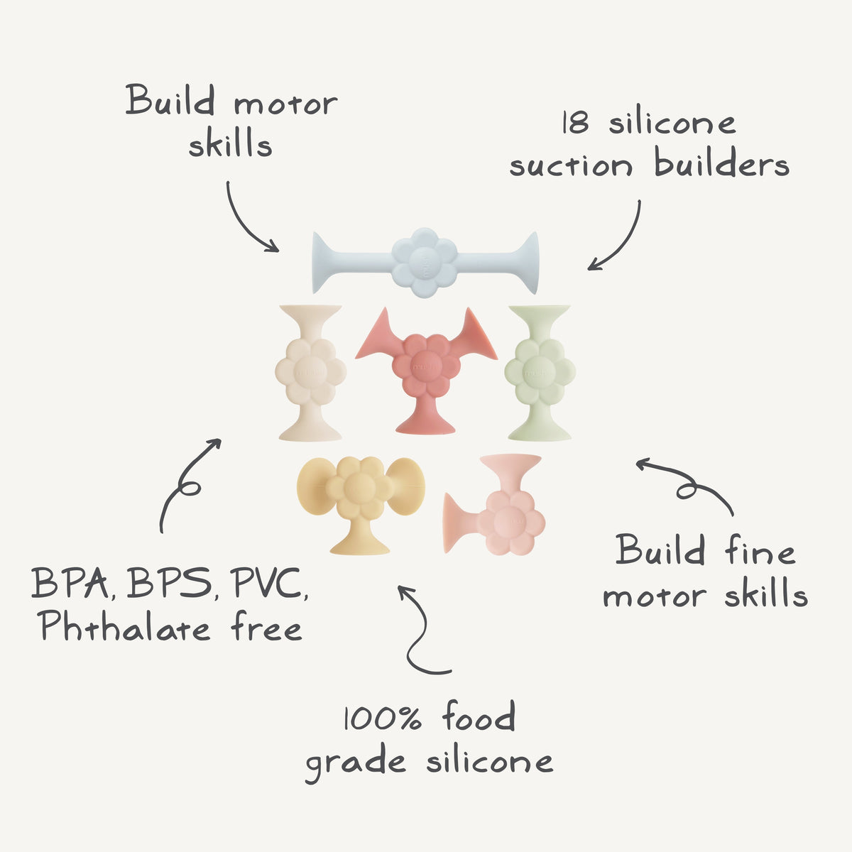 Silicone Suction Builder Toy Set - Various Shapes