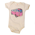 Short-sleeved bodysuit- pink VW bus*