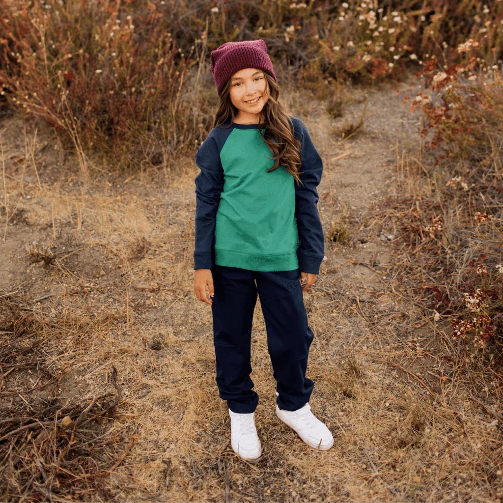 Organic Cotton Color Block Raglan Sweatshirt