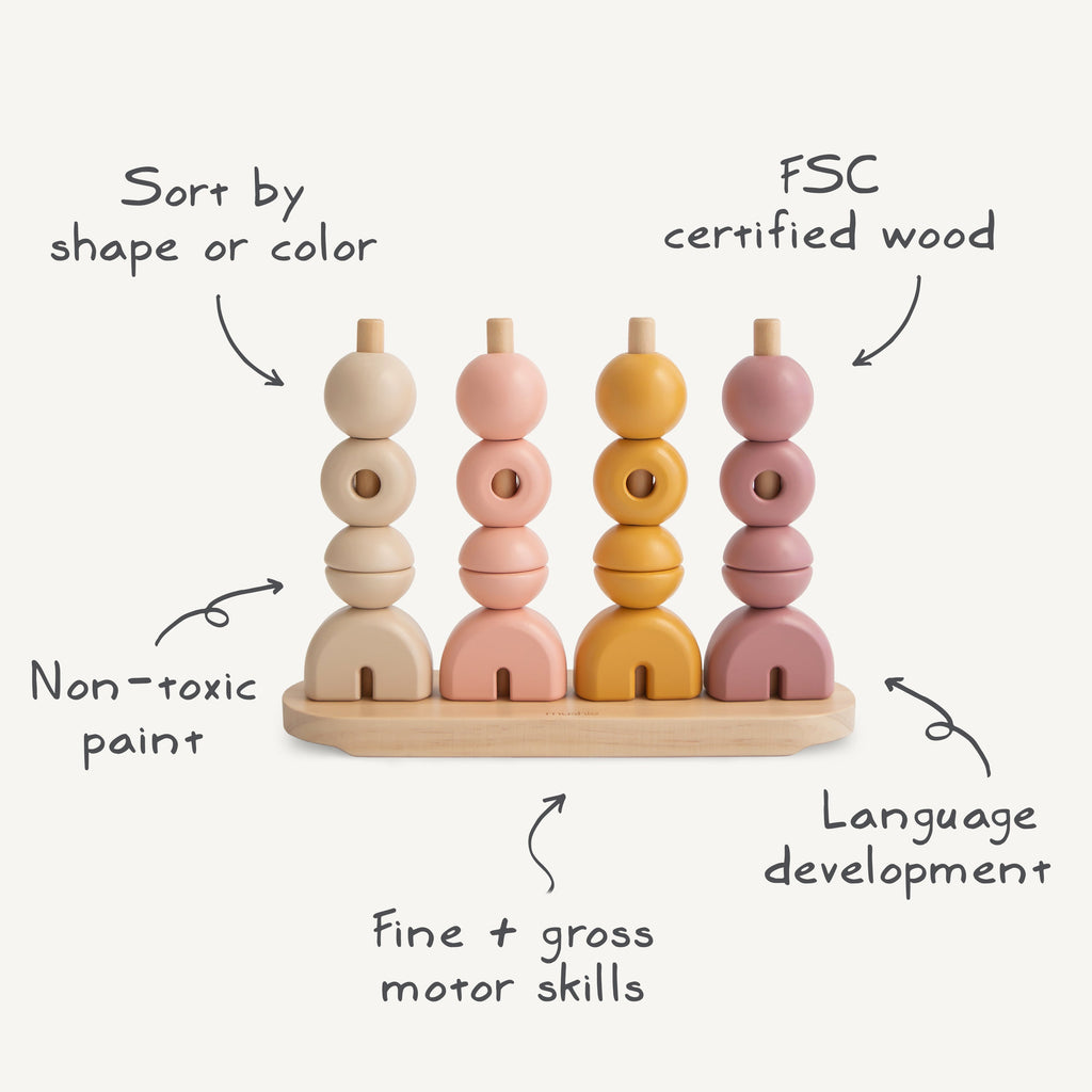 Wooden Multi Shape Stacker - Various Colors